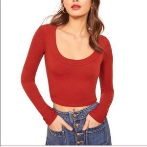 NWT Reformation Jeans Paige Long Sleeve Crop Top L